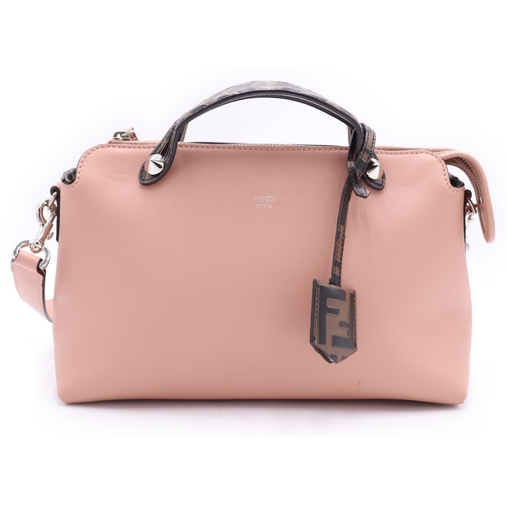 FENDI By The Way Shoulder Bag Handbag Brown Pink Leather